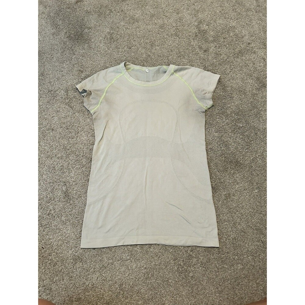Lululemon Swiftly Tech Short-Sleeve T Shirt ‎ - Light Gray/neon  - Size 6 Lulu